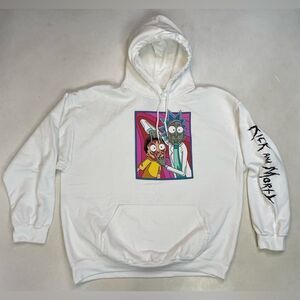 Rick And Morty Graphic Pullover Hoodie Women XL White